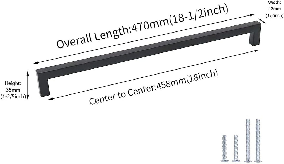 goldenwarm 10 Stück Schrankgriff Schwarz Möbelgriffe 458mm Edelstahl Stangengriff Relinggriffe LSJ12