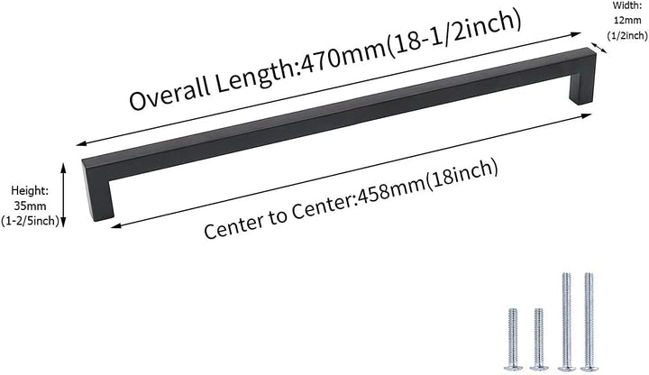 goldenwarm 10 Stück Schrankgriff Schwarz Möbelgriffe 458mm Edelstahl Stangengriff Relinggriffe LSJ12
