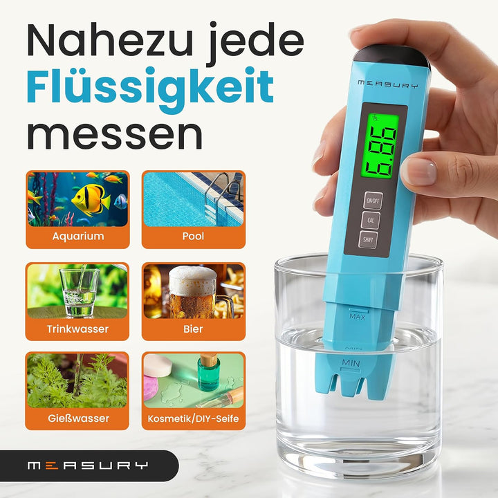 Measury PH Wert Messgerät Pool, PH Messgerät Pool Digital, PH Meter Wein, Wasser und Urin, 0.00-14.0