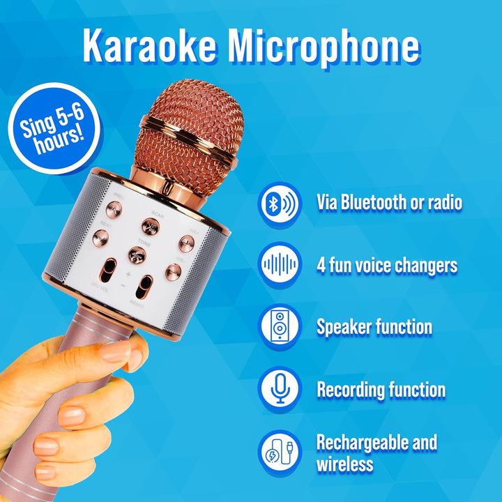 Silvergear® Karaoke Mikrofon Kabellos | Bluetooth Lautsprecher | Aufnahmefunktion & Selfie-Modus | 1