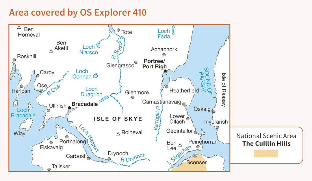 Skye - Portree and Bracadale (OS Explorer Map, Band 410), Karte