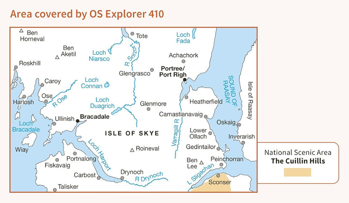 Skye - Portree and Bracadale (OS Explorer Map, Band 410), Karte