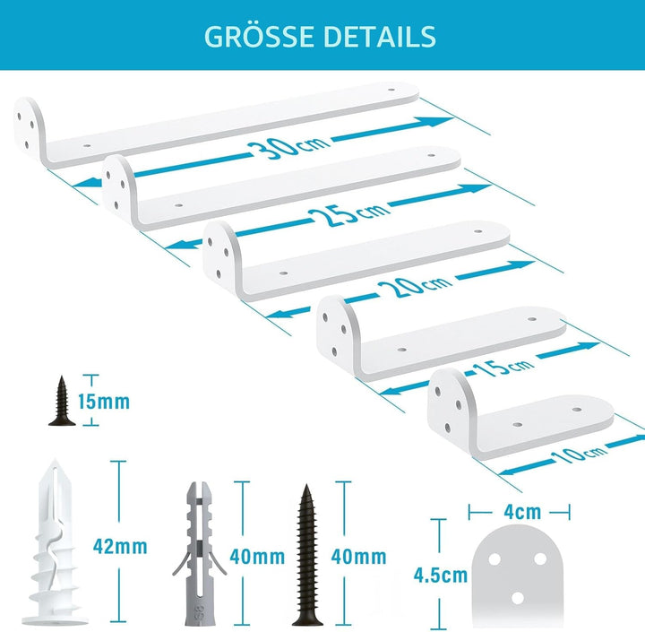 WELDUN 6 Stücke Regalhalterung Regalträger 10 cm, Schwerlast Regalwinkel für die Wandmontage, Tragkr