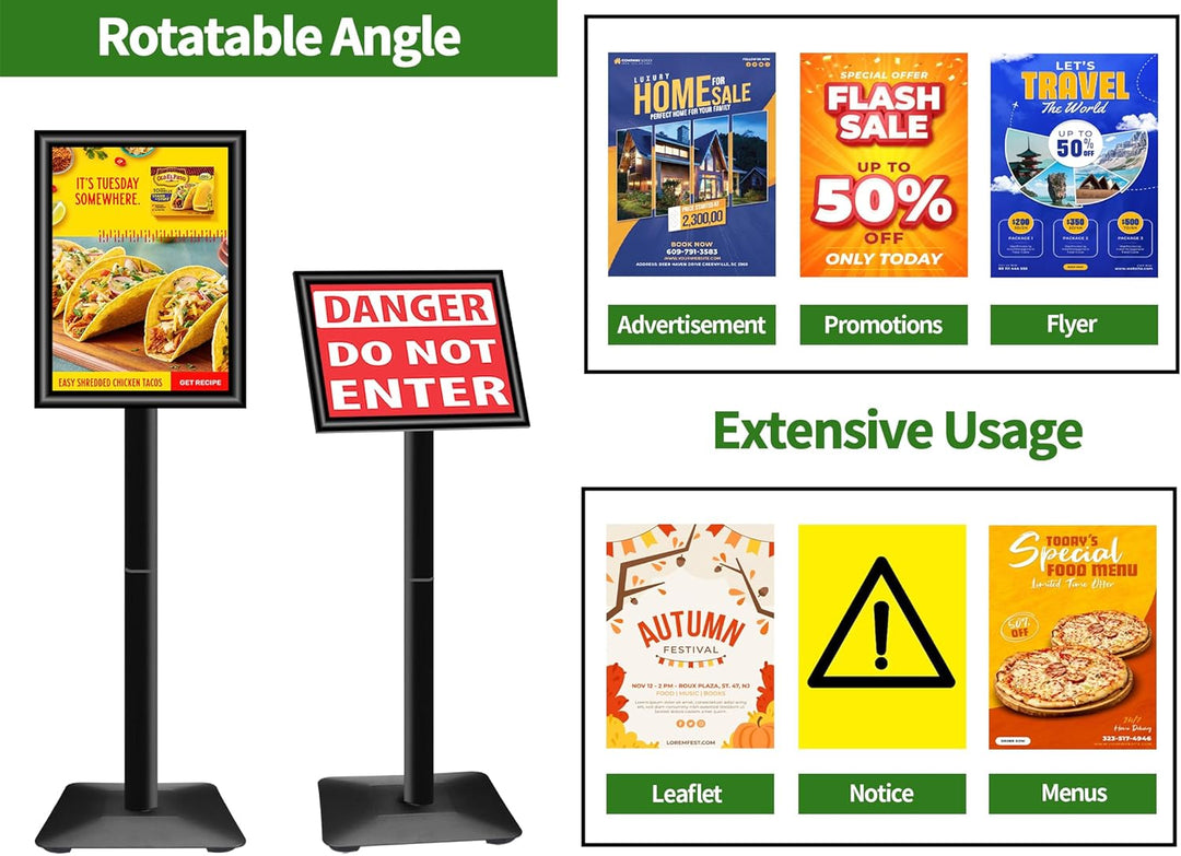 VAIIGO Heavy Duty Sign Holder Poster Stand, Adjustable Menu Display Stand Floor Standing Sign Holder