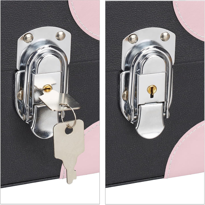 Relaxdays Kosmetikkoffer, für Make-Up, Nagellack, Schminkkoffer mit Spiegel, HBT: 12,5 x 31 x 23 cm,