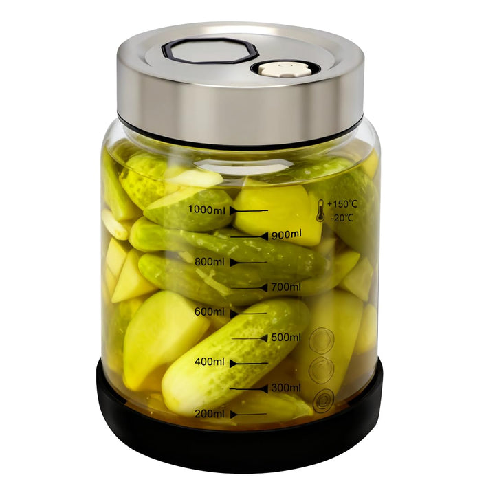CEWROM Fermentierglas mit Deckel, 1L Grosses Fermentierglas, Gärglas mit Entlüftungsventil, für die