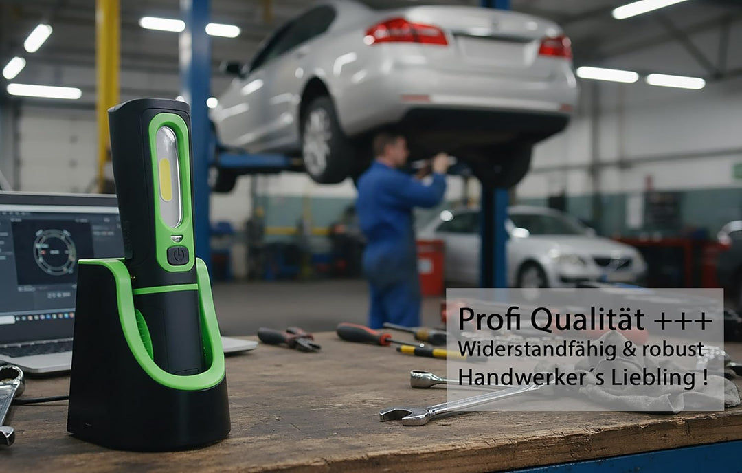 ChiliTec LED Stableuchte IP44 mit Akku & Ladestation Flexibel drehbar 2 Ladegeräte mit Ladeschale, M