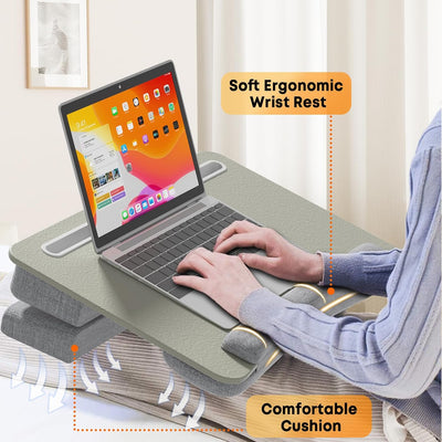Laptopkissen, PUTORSEN Laptop Knietablett mit Ergonomische Handgelenkauflage, Grössere Laptop Kissen