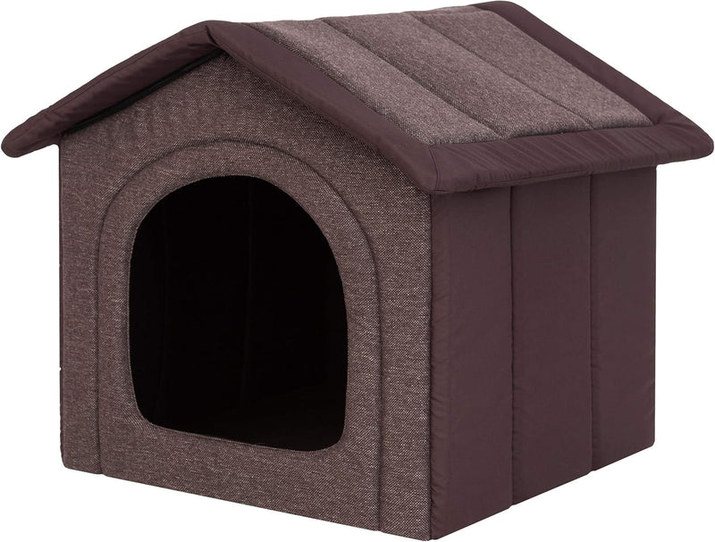 PillowPrim Hundehütte Hundehöhle Hundebett Hundehaus Katzenhöhle mittle L - 52x46 cm Dunkelbraun L -