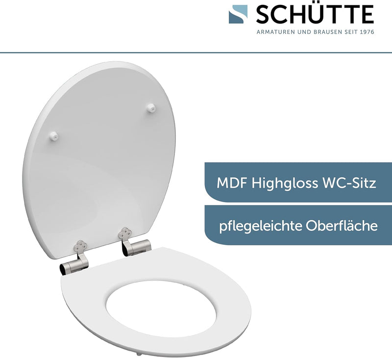 SCHÜTTE 80540 HG MDF-Holzkern High Gloss WC-Sitz SHELL HEART mit Absenkautomatik, Motiv, Shell Heart