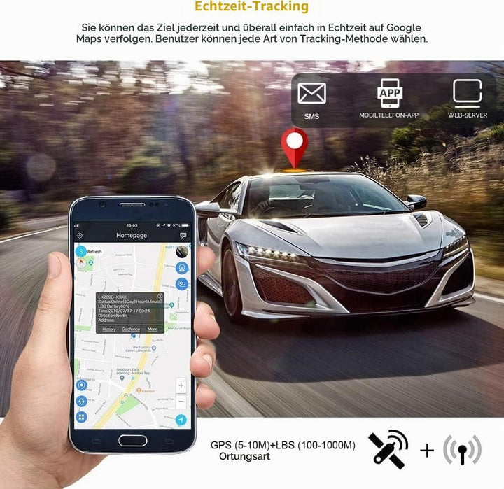 Winnes GPS-Tracker 4G TK918: Echtzeit-Tracking per SMS/App/PC, Wasserdicht, Magnetisch, Geo-Zaun, 20