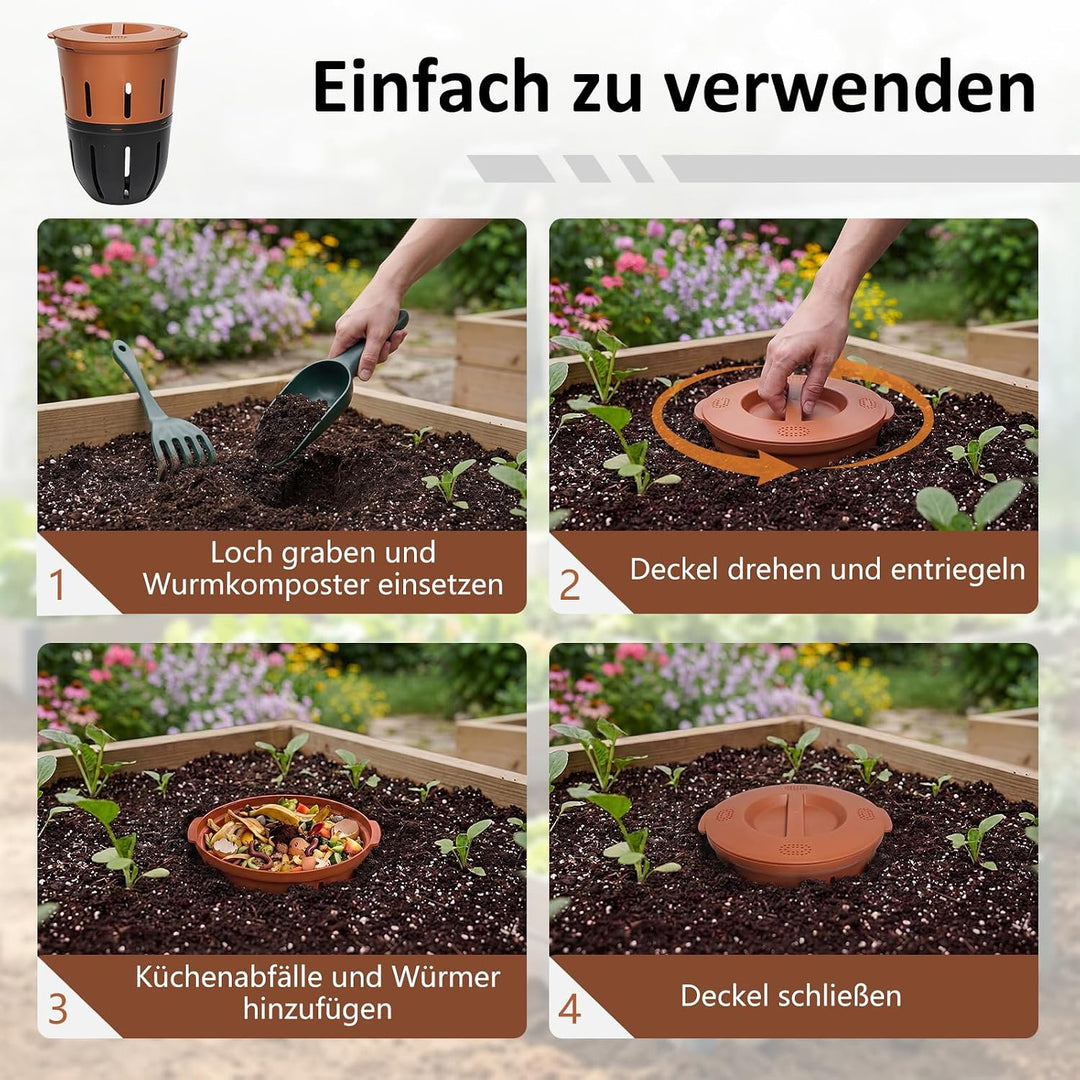 Silavo Wurmkomposter 12.5L, Komposter zum Eingraben (1er-Pack) Orange 1er Pack, Orange 1er Pack