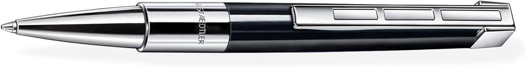 STAEDTLER Initium Resina Drehkugelschreiber, schwarzes Edelharz, B, schwarz, Made in Germany, mit ed