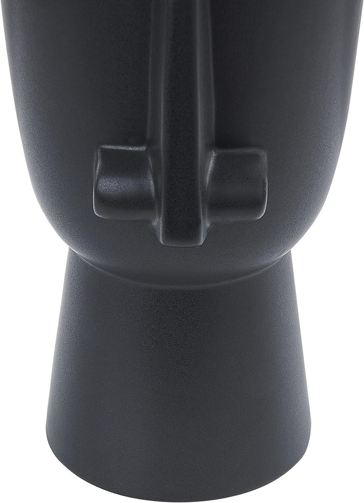 Blumenvase Keramik handgefertigt schwarz 22 cm Gesichtsmotiv Modern Artemis