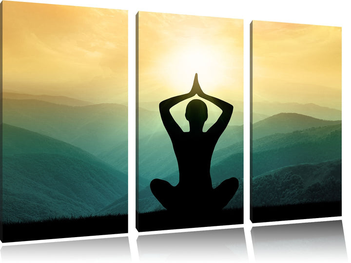Pixxprint Yoga und Meditation als Leinwandbild | Grösse: 3 Teilig (120x80) | Wandbild| Kunstdruck |