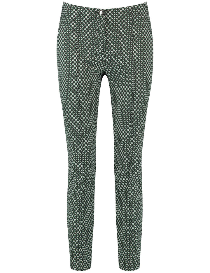 Gerry Weber Damen Gemusterte 7/8 Hose Slim Fit Gemustert 7/8 Länge 36 Schwarz/Grün Druck, 36 Schwarz