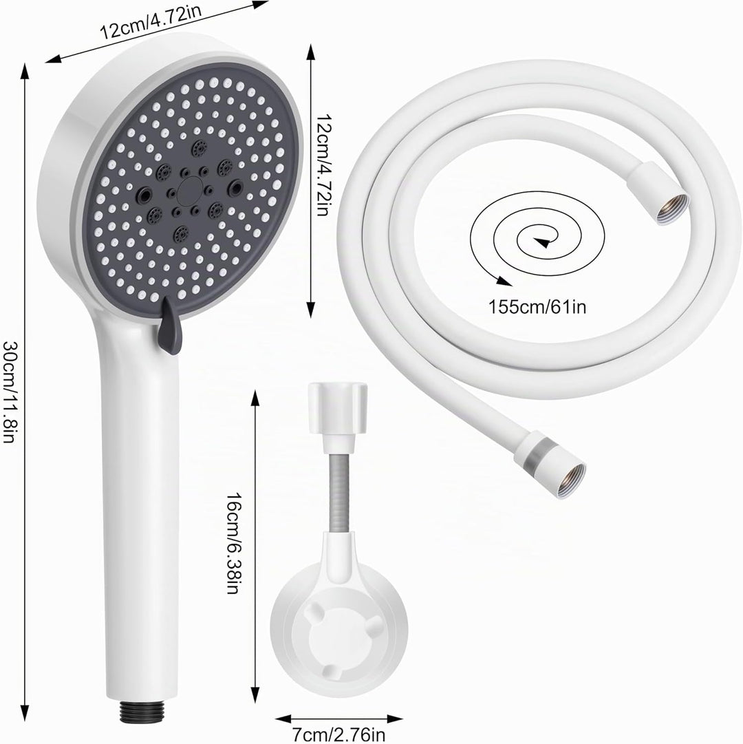 Lonian 5 Sprühmodi Hochdruck-Handbrausekopf-Set, hoher Durchfluss Handbrause mit 1,5 m Schlauch, ver