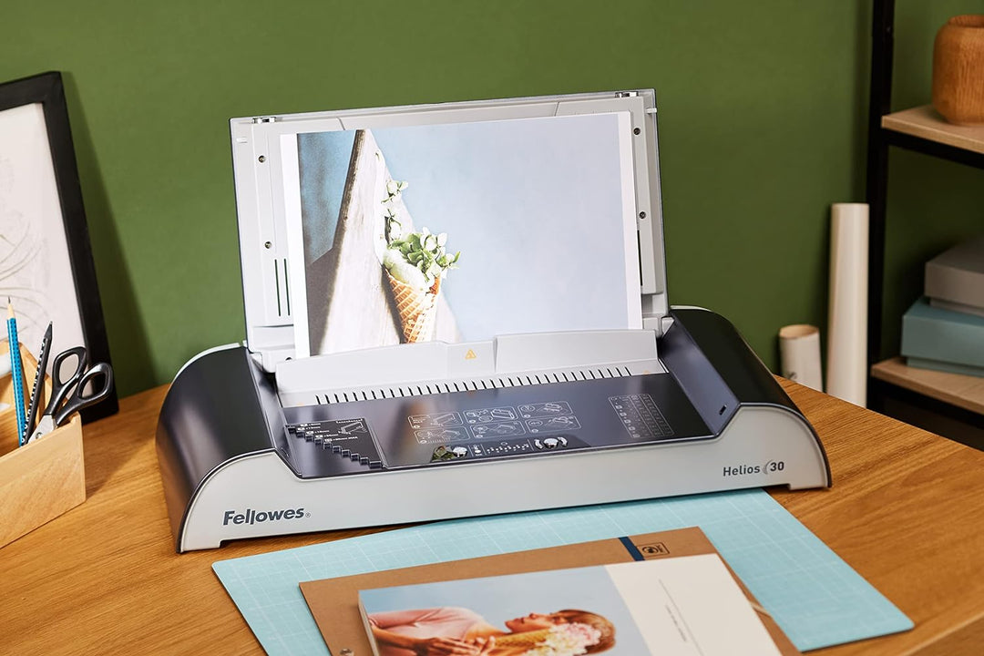 Fellowes 5641001 Büro Thermobindegerät Helios 30 platin/schwarz Single 300 Blatt, Single 300 Blatt