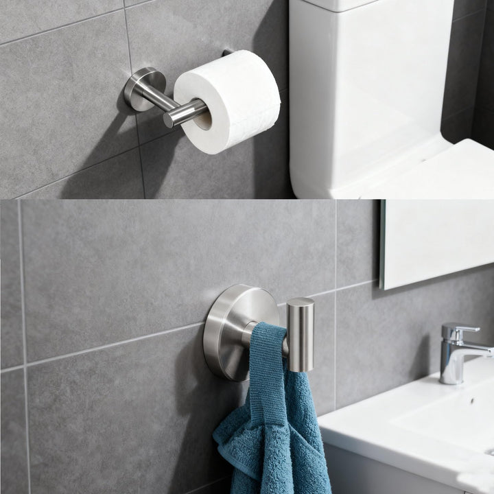 Leekayer Zeichnung Nickel Klopapierhalter,Handtücher Haken 2 Stück Badezimmer,Bad Accessoires,Wandmo