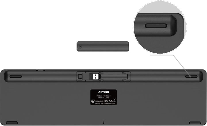 Arteck Kabellose Tastatur, Deutsches QWERTZ Layout wiederaufladbare USB Anschluss 2,4 GHz Kabellos T