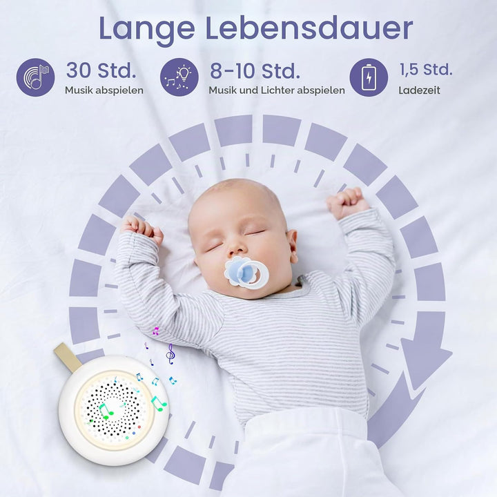 White Noise Machine Baby, Enschlafhilfe babys mit 24 Beruhigende Klänge &amp; 3 Helligkeit Warmweisse Na