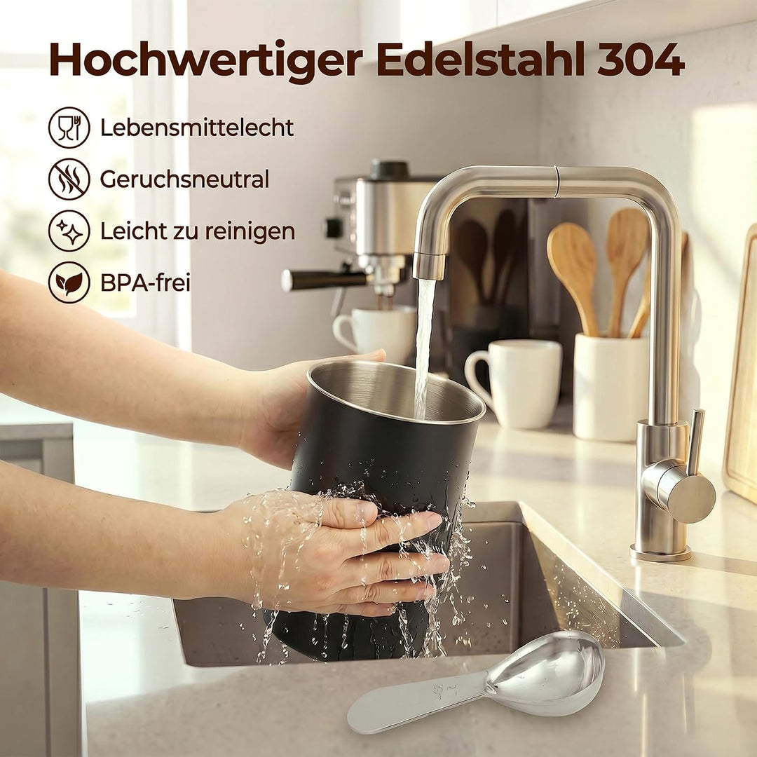 HAUSPROFI Kaffeedose Luftdicht für 1kg Kaffeebohnen, Kaffeebohnen Behälter mit Kaffeeportionierlöffe