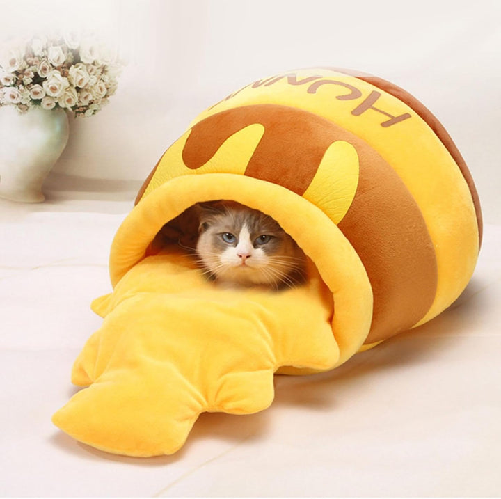 Generisch Haustier-Katzenbett, Katzenbett Honigtopf, Weiches Haustier-Katzenhöhlenbett, Yellow, PP-B