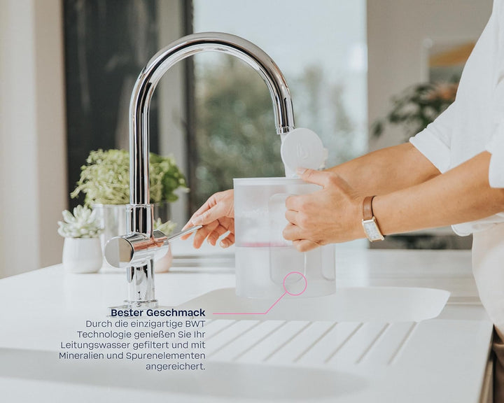 BWT Tischwasserfilter AQUAlizer Station | Vorteilspack mit 2 Filterkartuschen und zusätzlicher Glask