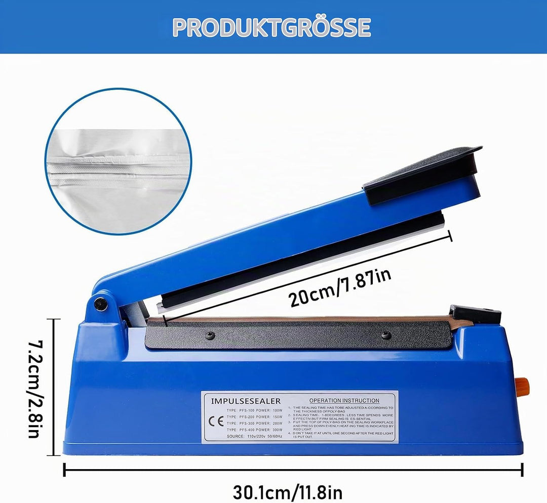 Heisssiegelgerät, 300mm Folienschweissgerät, Bag Sealer, Mini Folienschweissgerät, Plastiktüten Tüte