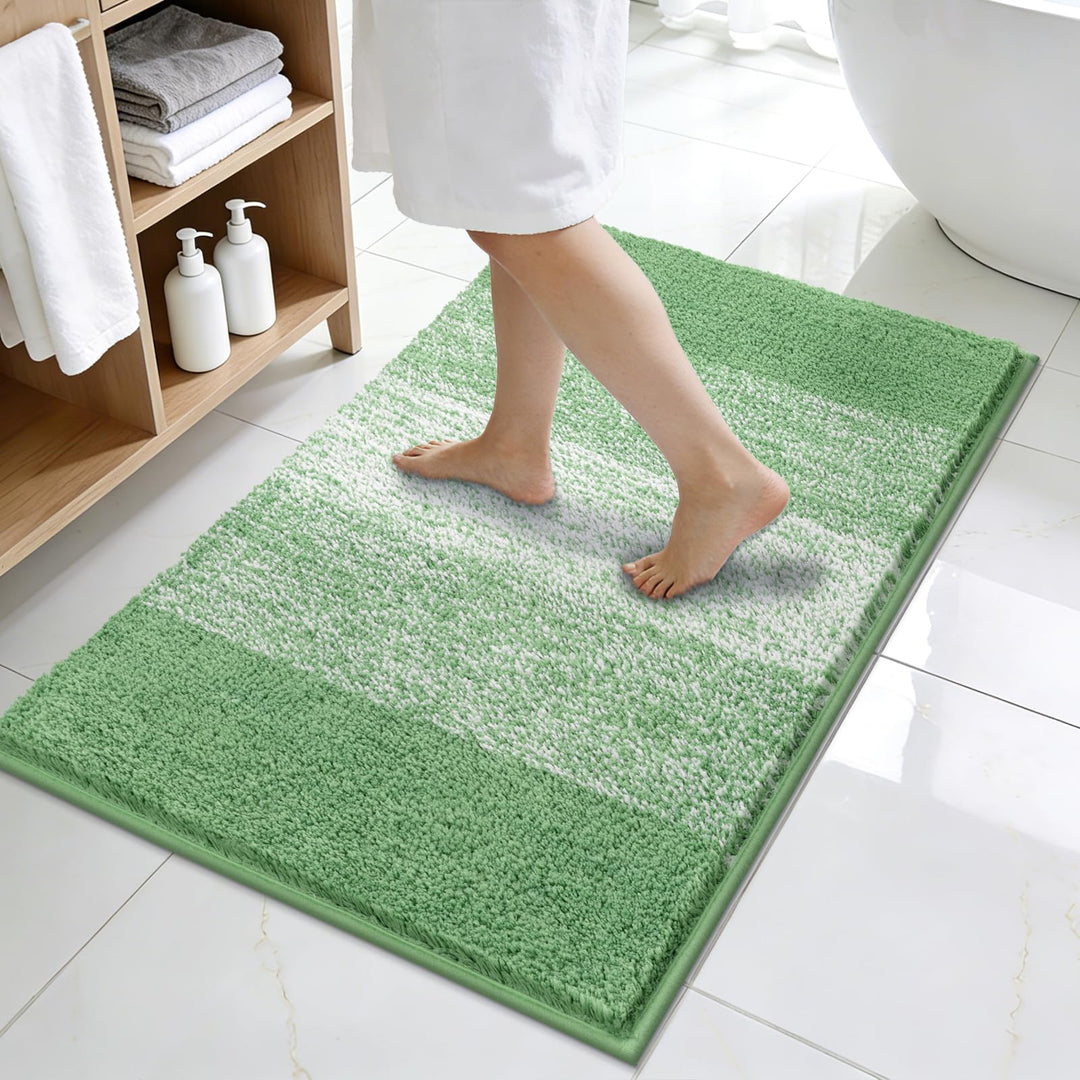 Enyhom Badematte rutschfest 60 x 90 cm, Weicher Dicker Grün Badezimmerteppich Waschbar Badteppich, S
