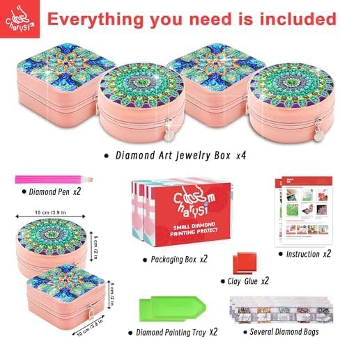 CharySim Diamond Painting Schmuckkästchen Basteln Set Daiments Painting Erwachsene Kits mit Zubehör
