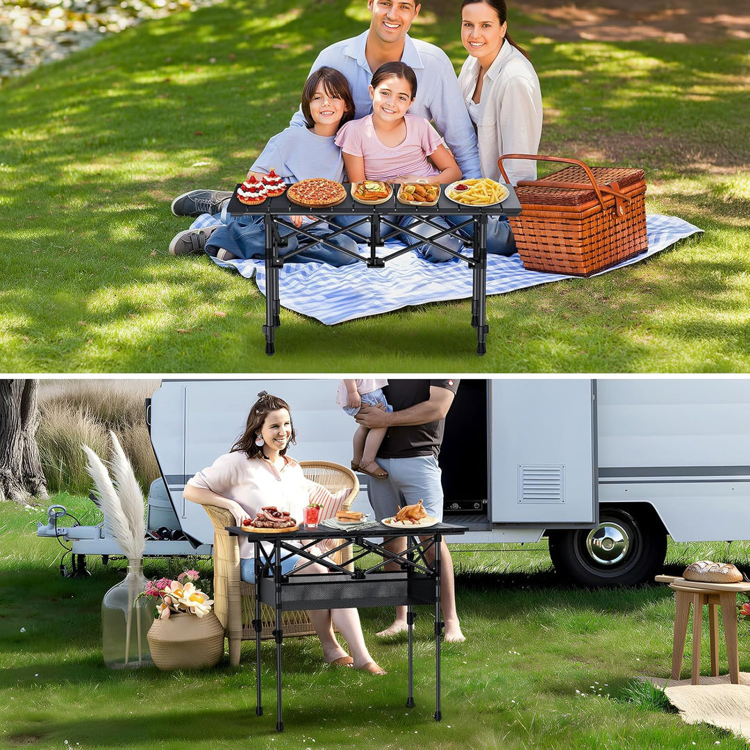 GARLLEN Campingtisch klappbar, 82x40cm & 2 Höhenverstellbar(44/70cm), Aufrollbare Tischplatte, abneh