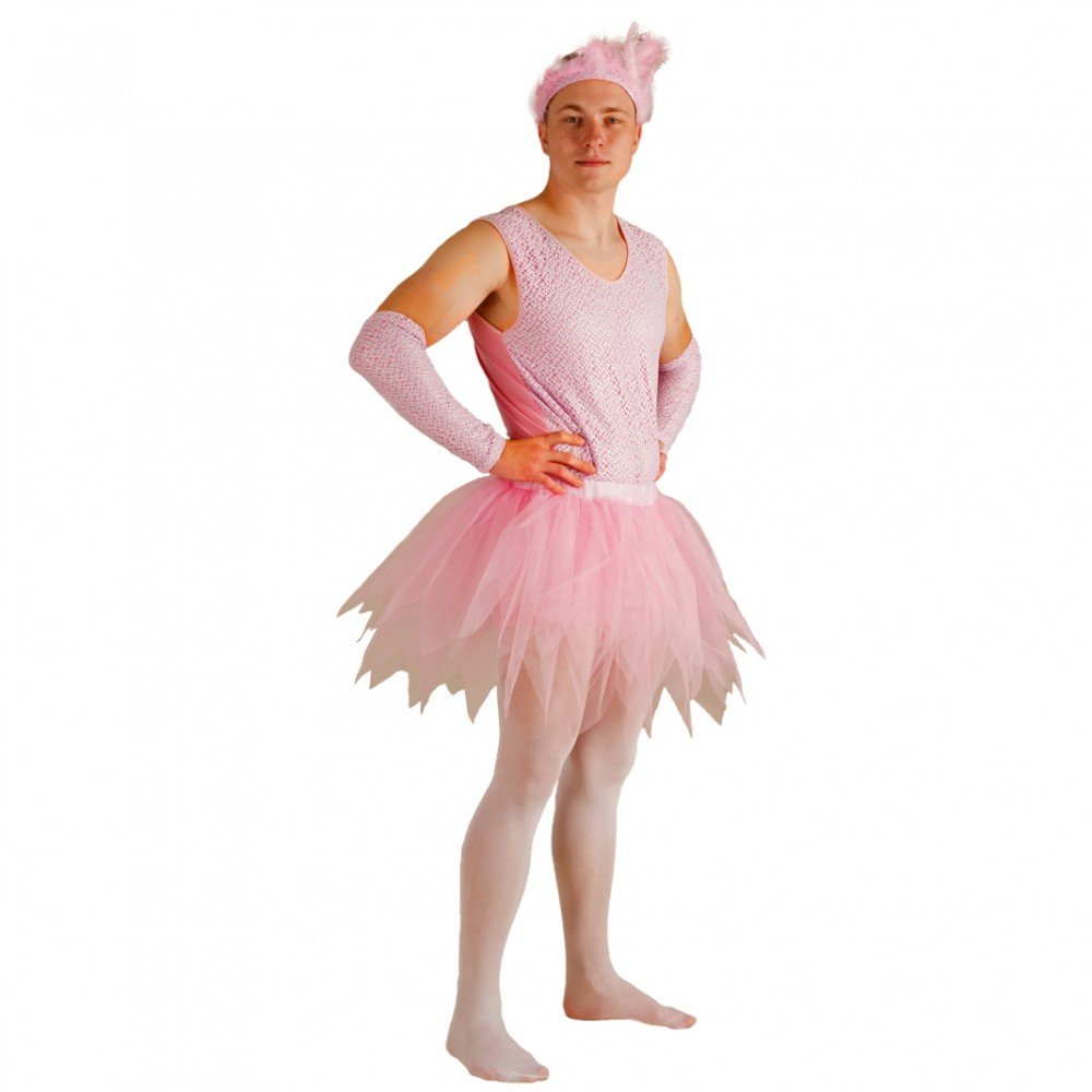 Krause & Sohn Kostüm Ballerina für Männer M- XL Body Tüllrock Armstulpen rosa Männerballett, M