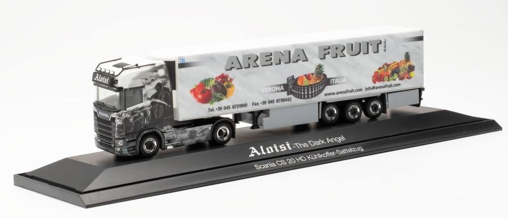 herpa 122269 Scania LKW Modell CS 20 HD Kühlkoffer-Sattelzug Arena Fruit, Miniatur im Massstab 1:87,