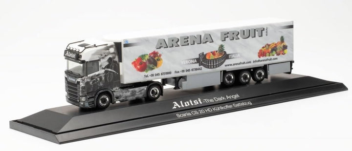 herpa 122269 Scania LKW Modell CS 20 HD Kühlkoffer-Sattelzug Arena Fruit, Miniatur im Massstab 1:87,