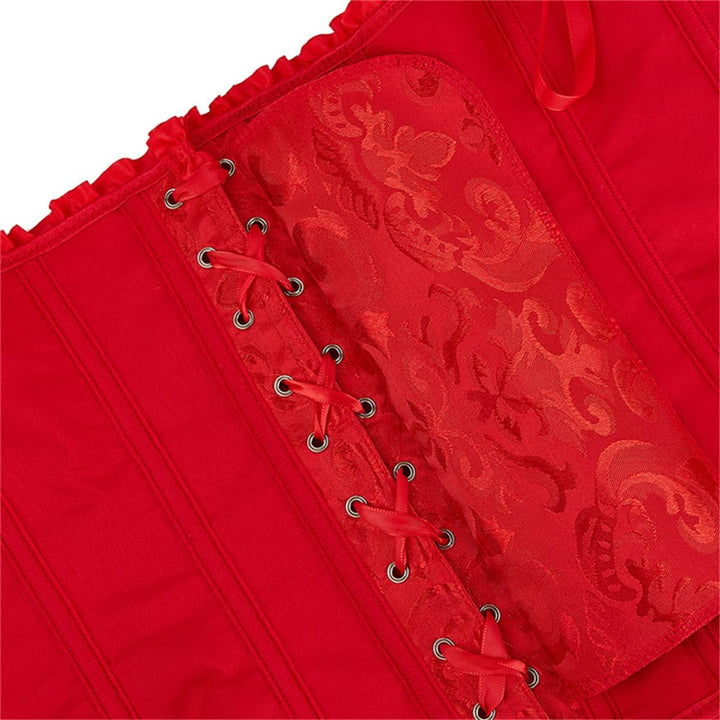 Damen Korsett Bauchweg Vollbrust Corsage Top Gothic Burlesque Schnüren Bustier Rot M, Rot M