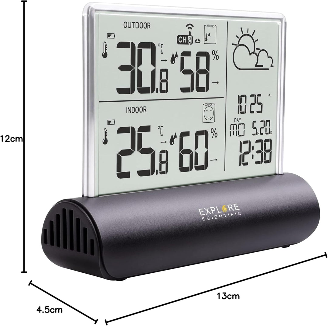 Explore Scientific WSH4501 Wetterstation mit Klarglas Display, barometrischer Druck, Temperatur und