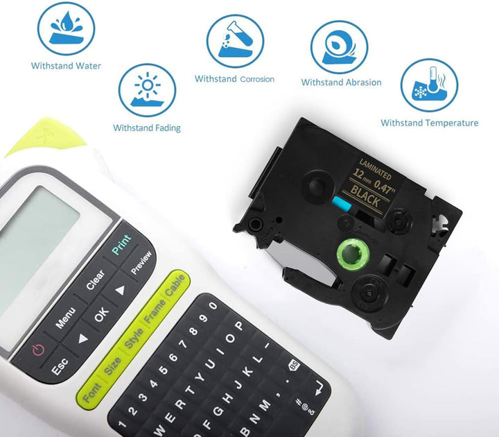 3x MarkField Kompatible Laminiert Schriftband für Brother P-Touch Label Maker TZ TZe-334 Bänder Gold