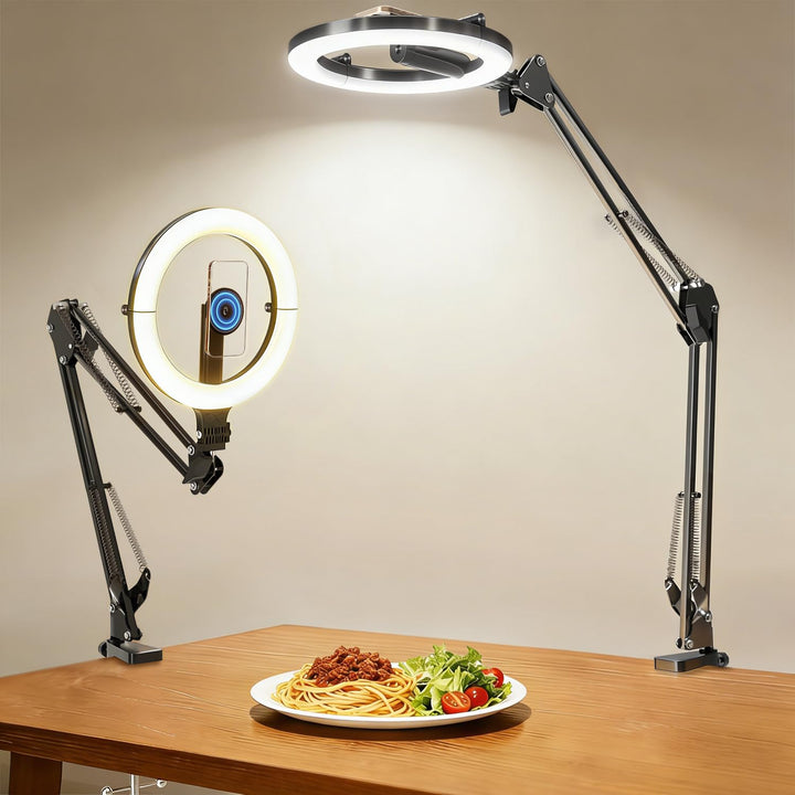 Magnetischen Overhead Stativ Handy mit Ringlicht, 10” LED Stativ für Smartphone mit Ring Light, 5000
