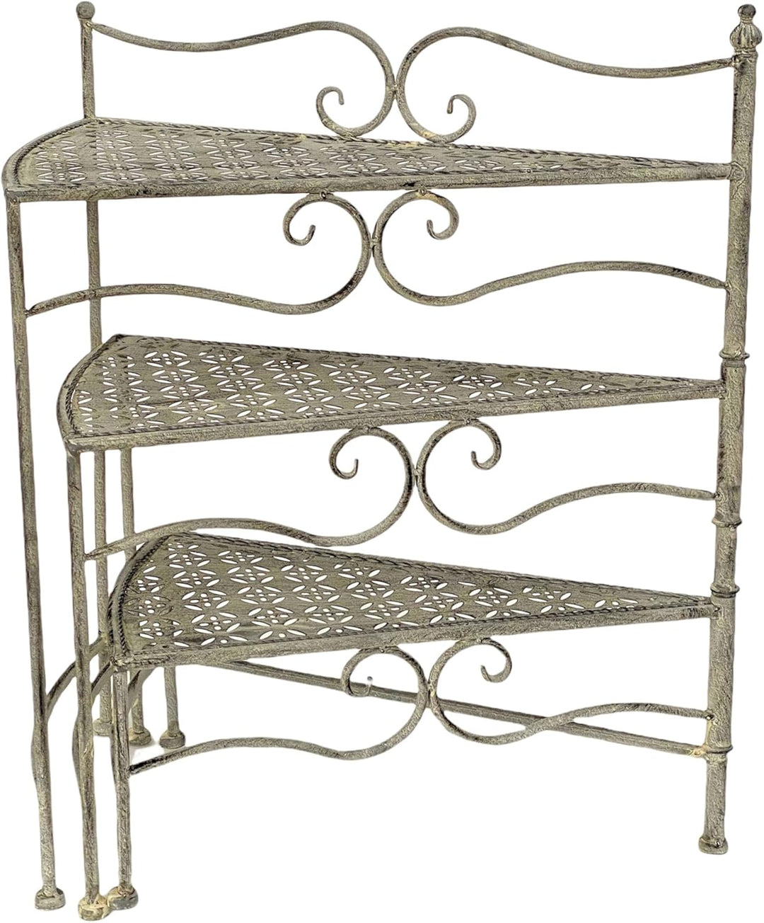DanDiBo Blumentreppe Innen Metall Weiss Grau 55 cm Blumenständer mit 3 Ablagen 96125 Blumenständer B