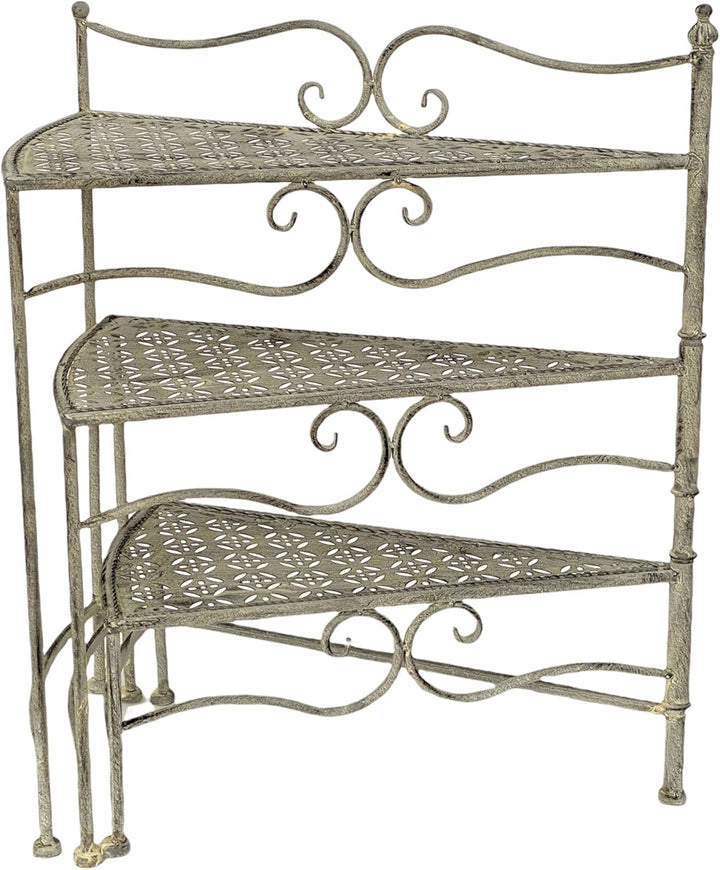 DanDiBo Blumentreppe Innen Metall Weiss Grau 55 cm Blumenständer mit 3 Ablagen 96125 Blumenständer B
