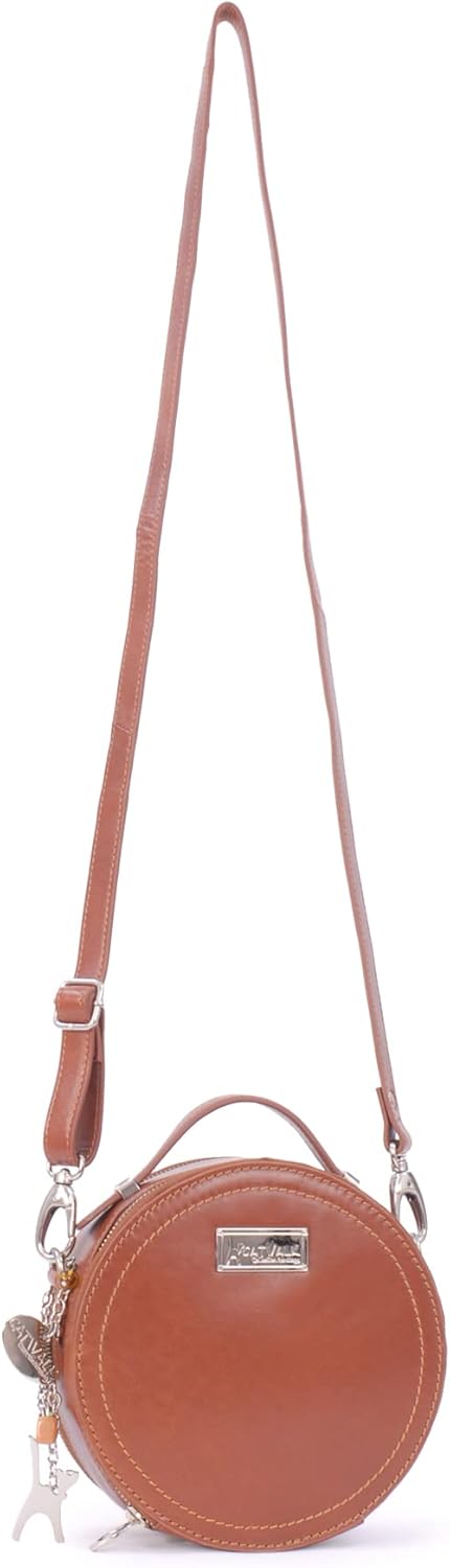 Catwalk Collection Handbags - Saffiano ECHTLEDER - Runde Handtaschen/Umhängetaschen Für Frauen TIFFA