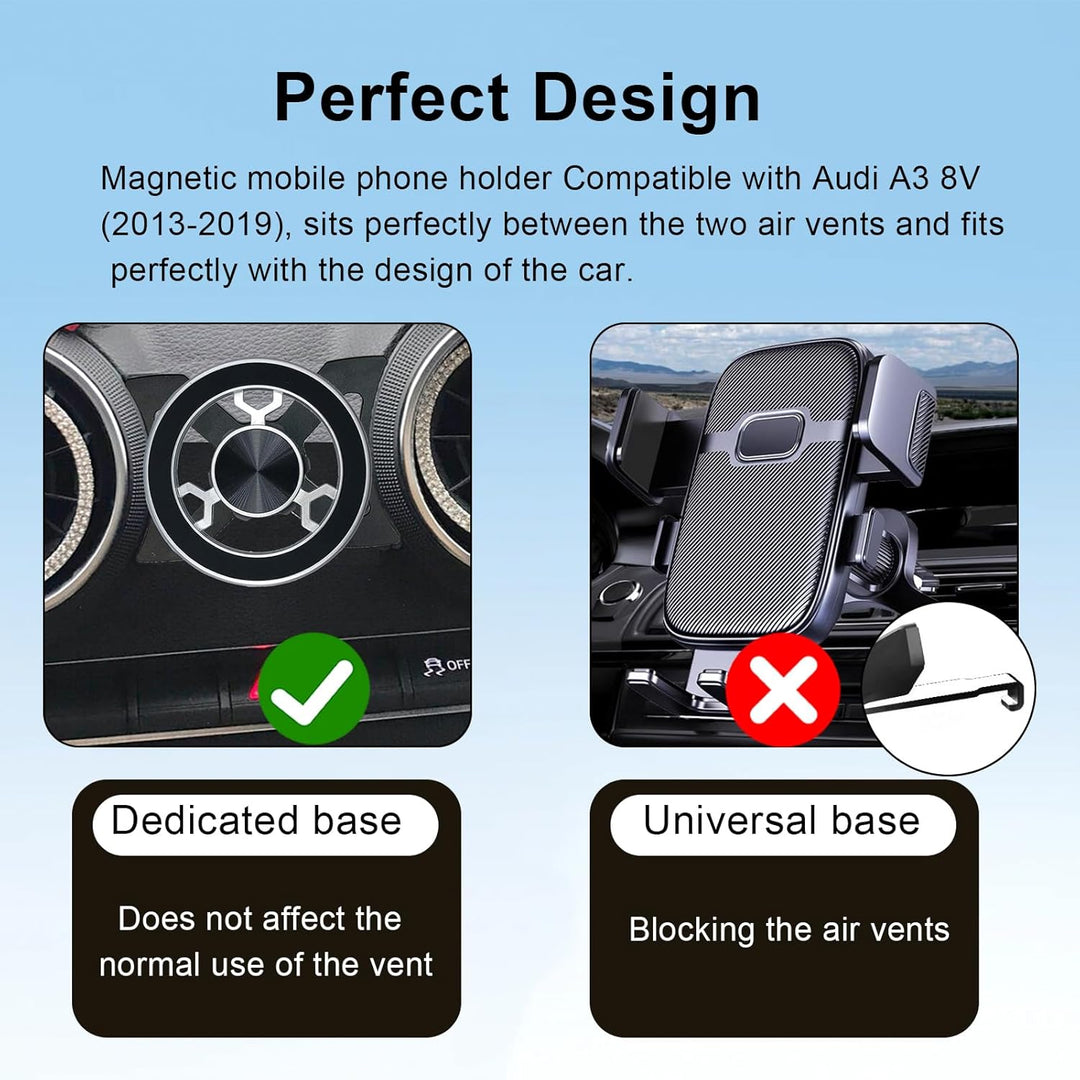 Magnet Handyhalterung kompatibel mit Audi A3 8V(2014-2019) 360 Grad einstellbares Kompatibel mit Mag