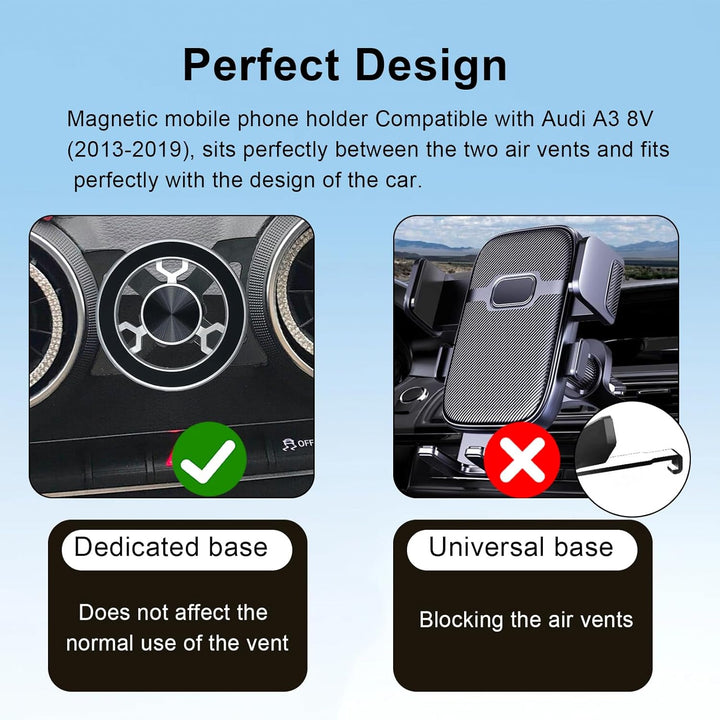 Magnet Handyhalterung kompatibel mit Audi A3 8V(2014-2019) 360 Grad einstellbares Kompatibel mit Mag