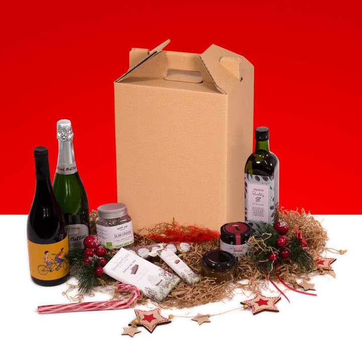 ONLY BOXES, Weinbox, Set mit 4 Weinflaschen, Box für Weihnachten, Braun, 4 Stück