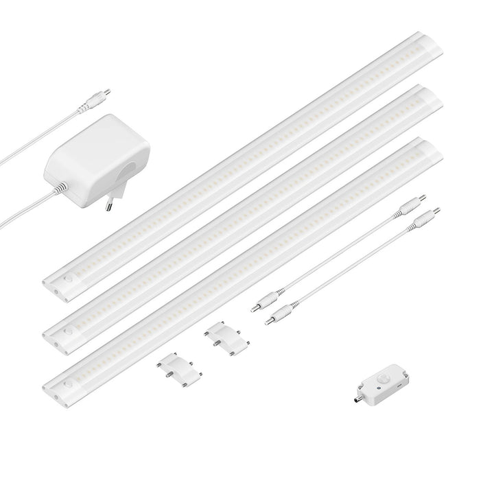 ledscom.de LED Unterbau-Leuchte SIRIS weiss matt mit Bewegungsmelder, flach, je 50cm, je 655lm, weis