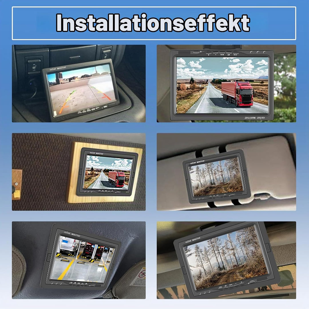 Hodozzy Rückfahrkamera 2 Kameras 7 Zoll IPS Monitor AHD Kamera Wasserdicht, Nachtsicht Frontkamera R