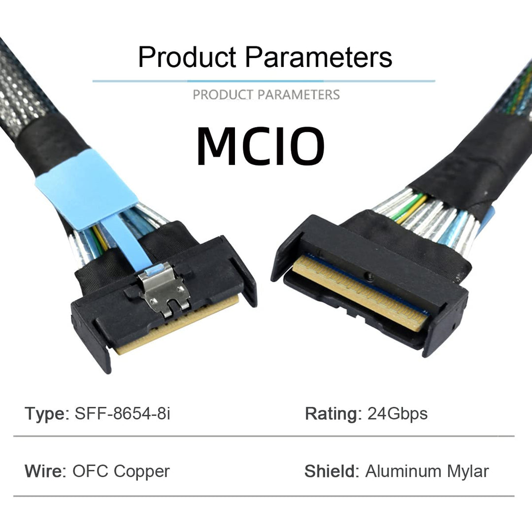 cablecc Mini Cool Edge IO MCIO STR PCI-E 5.0 SFF-8654 PCI-E Slimline SAS 8i 74Pin Stecker auf 74Pin