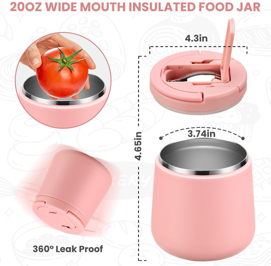 Itslife Thermobehälter für Essen 600ml, Warmhaltebehälter Essen Edelstahl mit Schnallendeckel und Lö