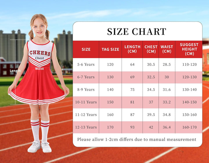 LOLANTA Cheerleader Kostüm Kinder, Cheerleadering Outfit Mädchen mit Pompons(5-6 Jahre,lila,Tag 120)